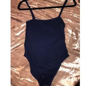 PLT Navy Ribbed Bodysuit
